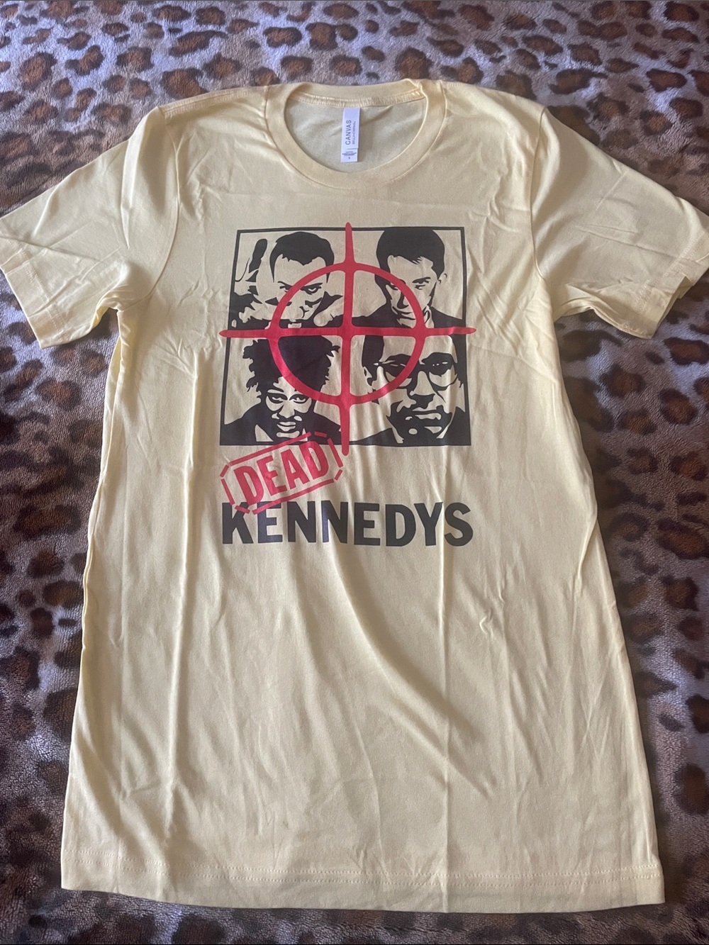 Gildan Pale Yellow Dead Kennedys Graphic Tee with Red and Black Print